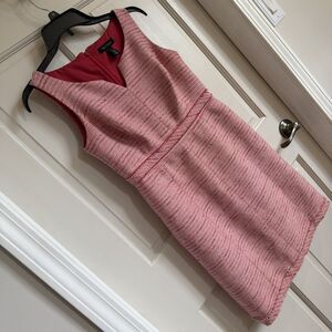 WHBM Womens Dress Size 0 Pink Tweed Shift Lined Sleeveless Old Money